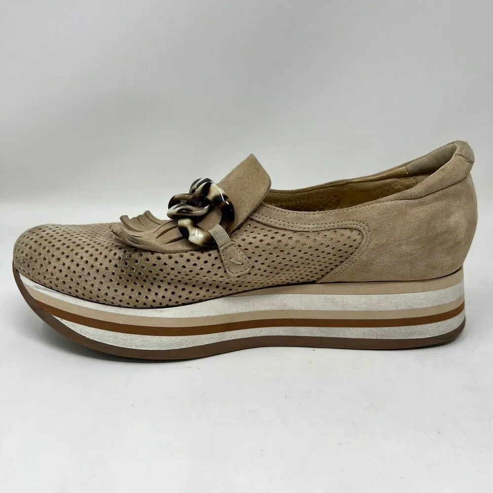 SoftWaves Cadie Beige Leather Slip On Arch Support Platform Sneakers EU 41 10.5 Tan - Image 7