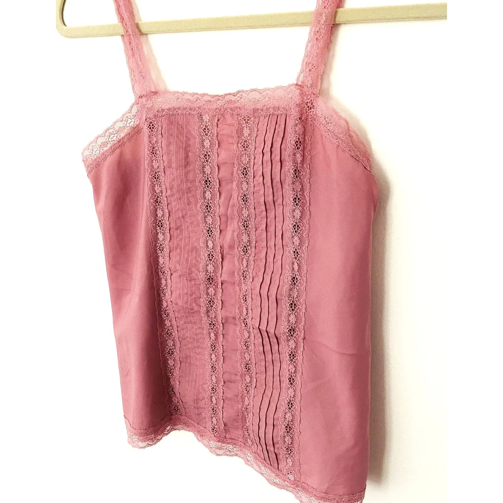 VTG Y2K Deena Camisole Strappy Lace Trim Lightweight Cottagecore Top Sz 32 Pink - Image 3