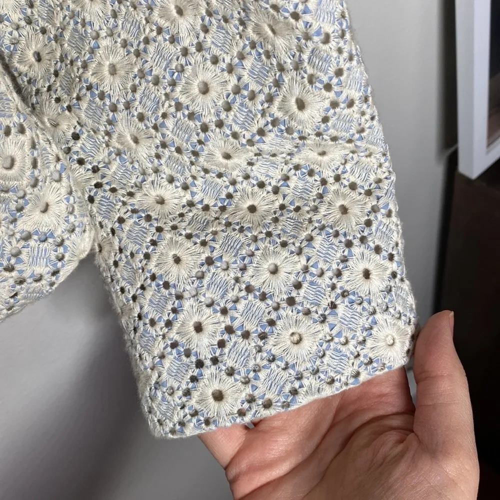 Dolan Anthropologie Left Cost Collection Rossi floral eyelet Moto jacket size S White - Image 8