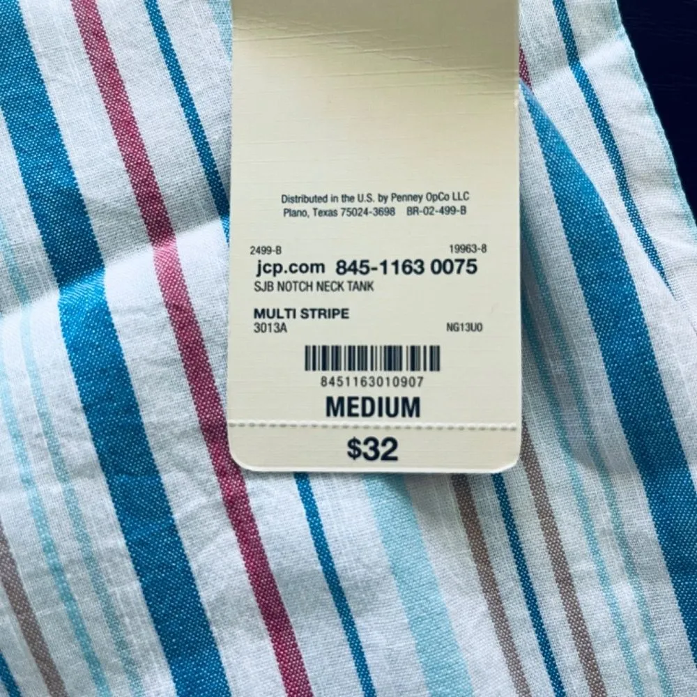 St. John’s Bay Striped Notch-Neck Sleeveless Tank Top Size M NWT - Image 10