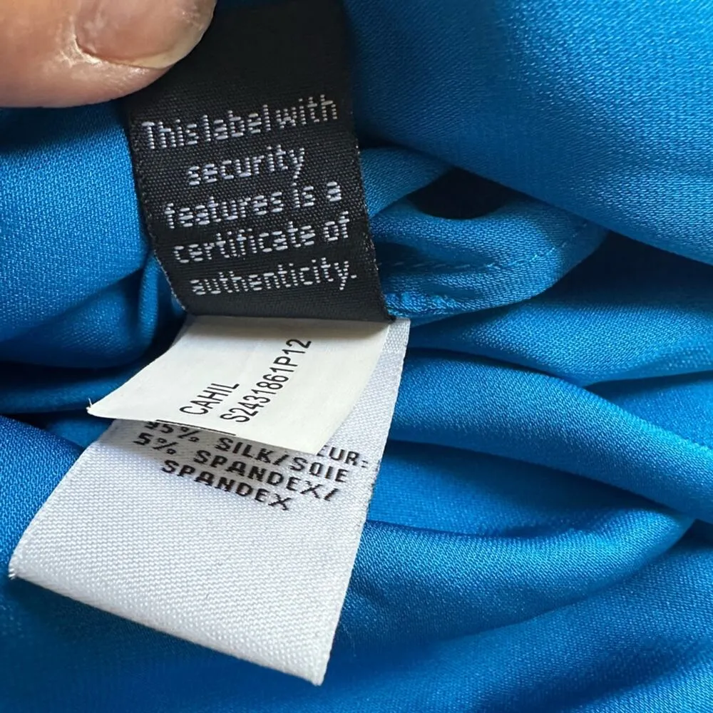 Diane Von Furstenberg Cahil Blouse Silk Blue DVF Minimalist Preppy Summer Office - Image 7