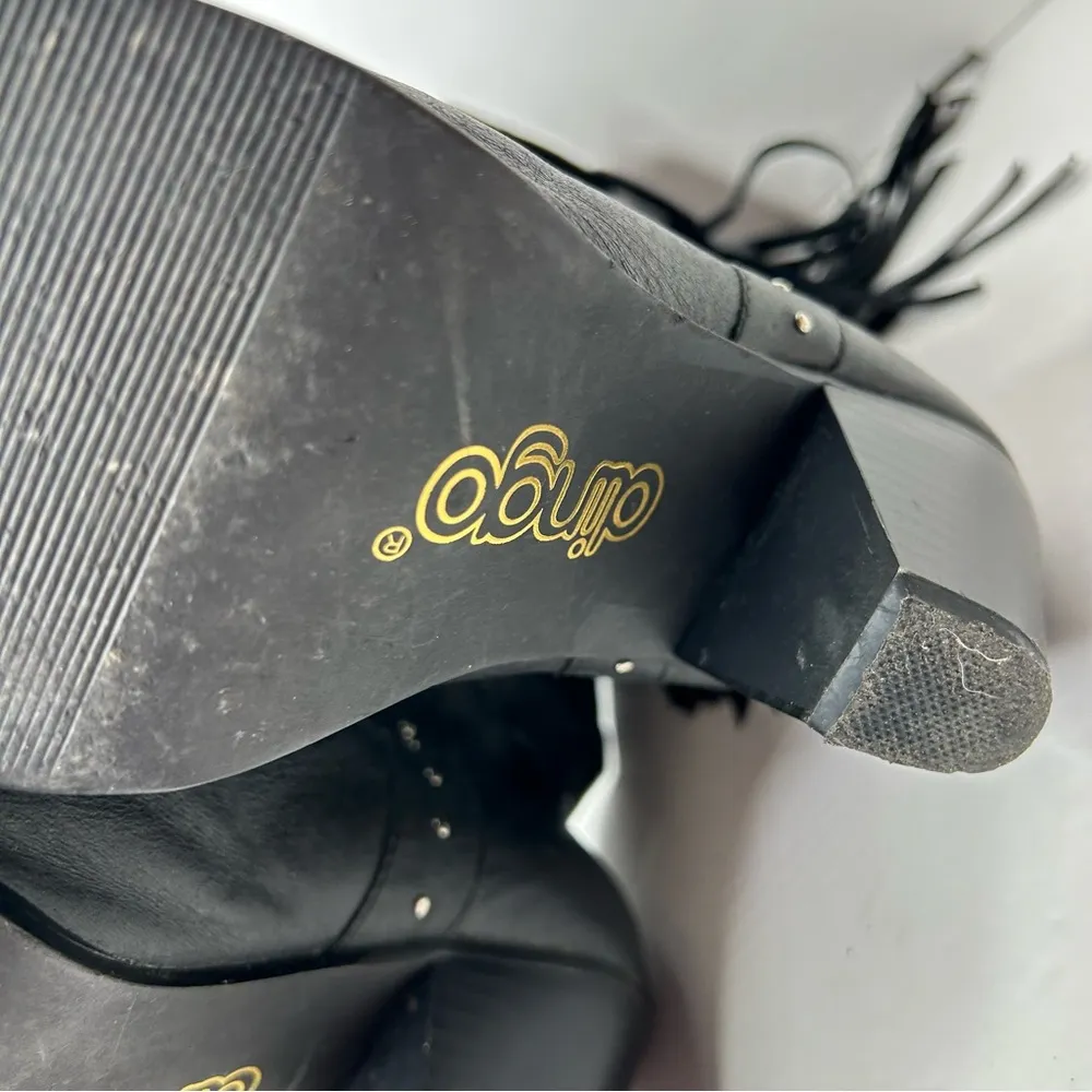 Vintage dingo Black leather Fringe Western Boots 7.5 - Image 8