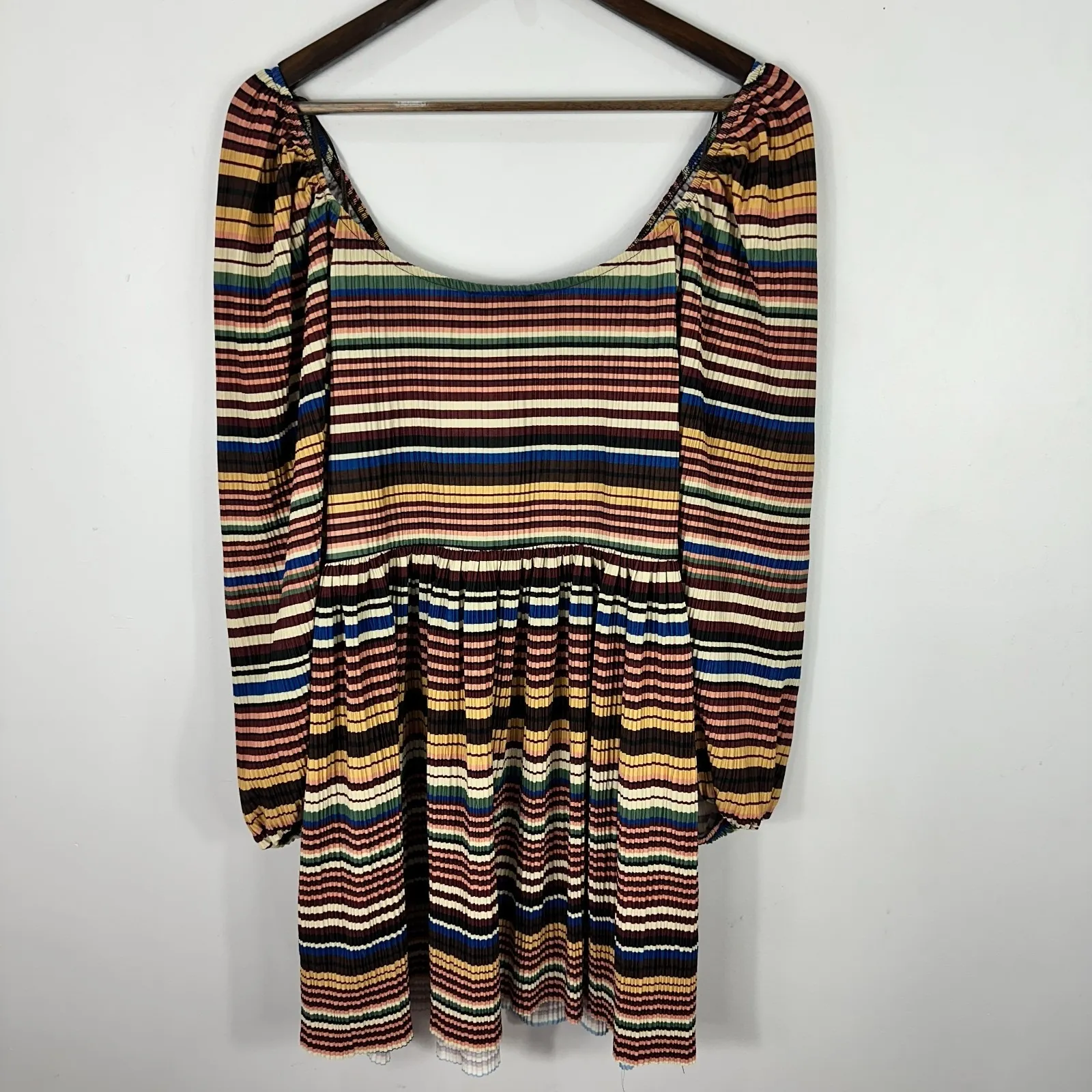 Zara Mini Dress Womens Large Multicolor Stripe Boho Indie Sleaze‎ Festival Y2K - Image 5