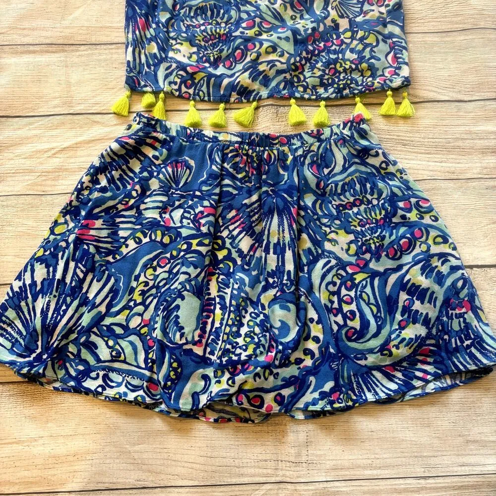 Lilly Pulitzer Ramona Crop Two Piece Set Ceviche Women Size 0 Tank Skort - Image 3