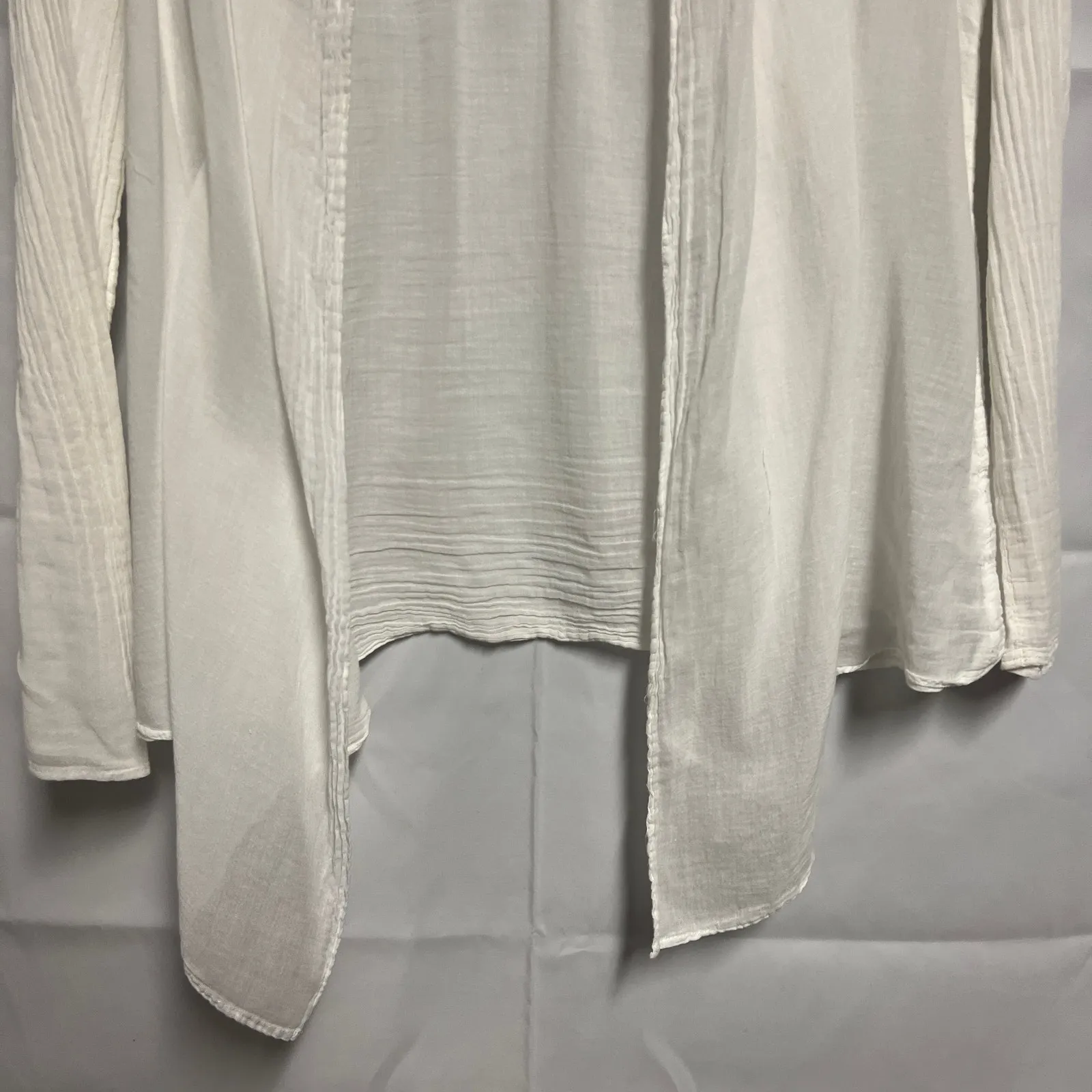 Promod White Gauzy Open Front Cardigan Size Small - Image 4