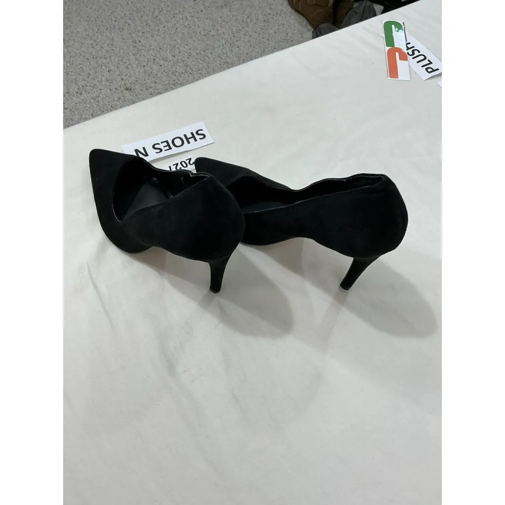 Womans Express Slip On Black Faux Suede High Heel Pump Size 10 - Image 3