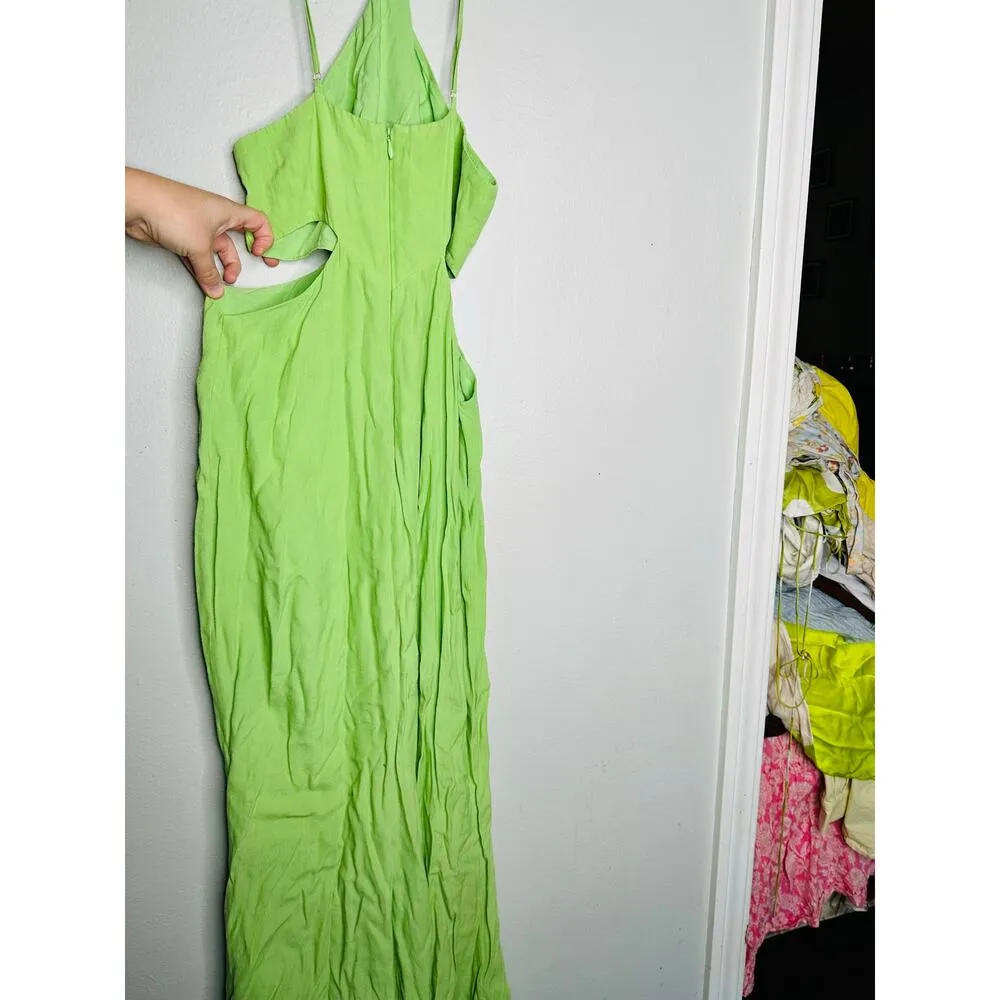 LOUNA Green Halter Cutout Middle Side Slit Vacation Midi Dress Size Extra Small - Image 2