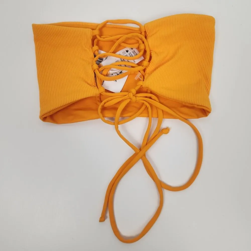 L*Space Beach Wave Bikini Top Strapless In Orange Size XS NWT Adjustable - Image 2