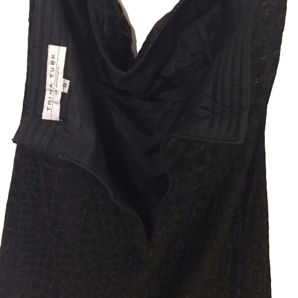 Trina Turk Black Strapless Cocktail Party Dress Womens Size 8 Quilted - Image 4