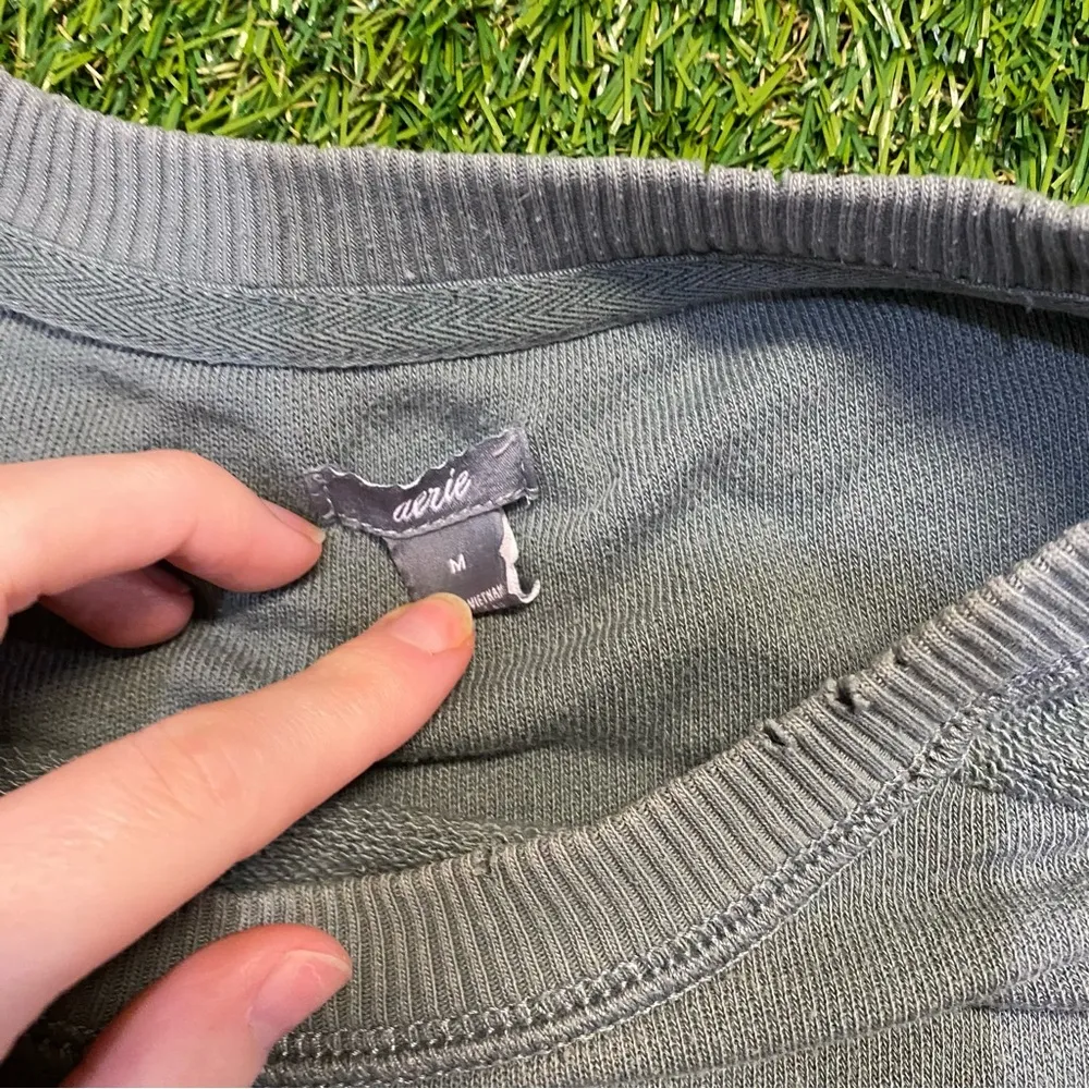 Green Distressed Aerie Crewneck - Image 4