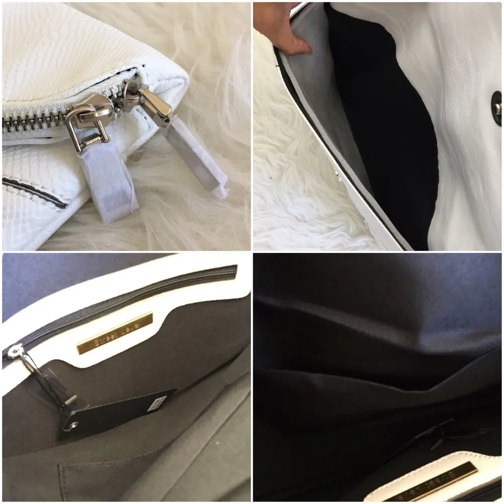 Nasty Gal White Grey Right Angle Geometric Patchwork Clutch - Image 6