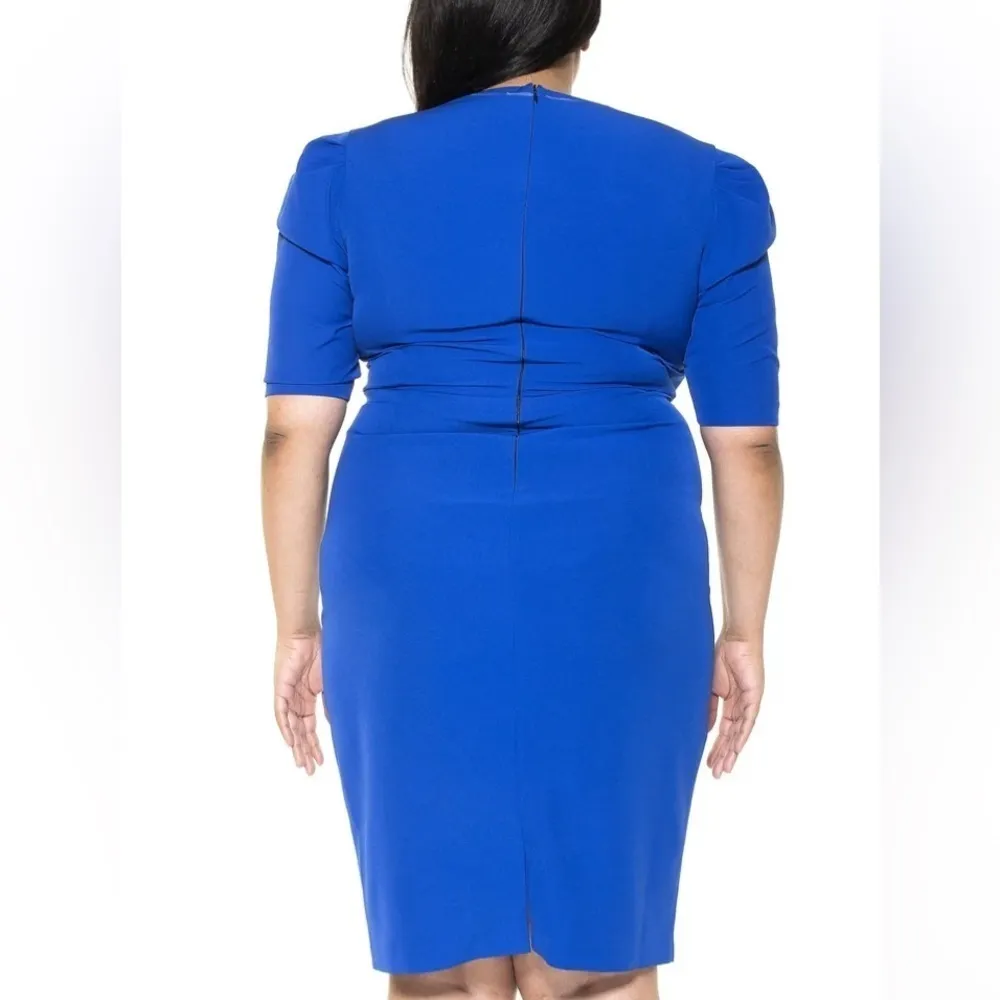 Alexia Admor Meghan Dress Short Puff Sleeves Square Neckline Cobalt Blue Size 3X - Image 3