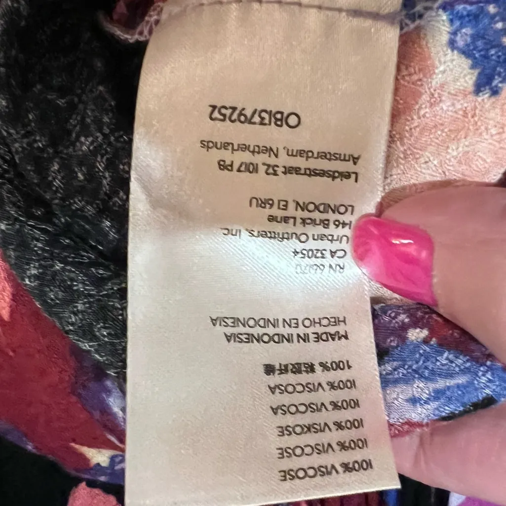 Free People Bunch A Brunch Tunic‎ Top Dress Black Motif Pink Purple Floral Small - Image 17