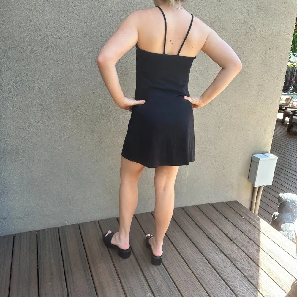 NWT SUSANA MONACO Black Knit Strappy Mini Dress w POCKETS! - size Medium - Image 8