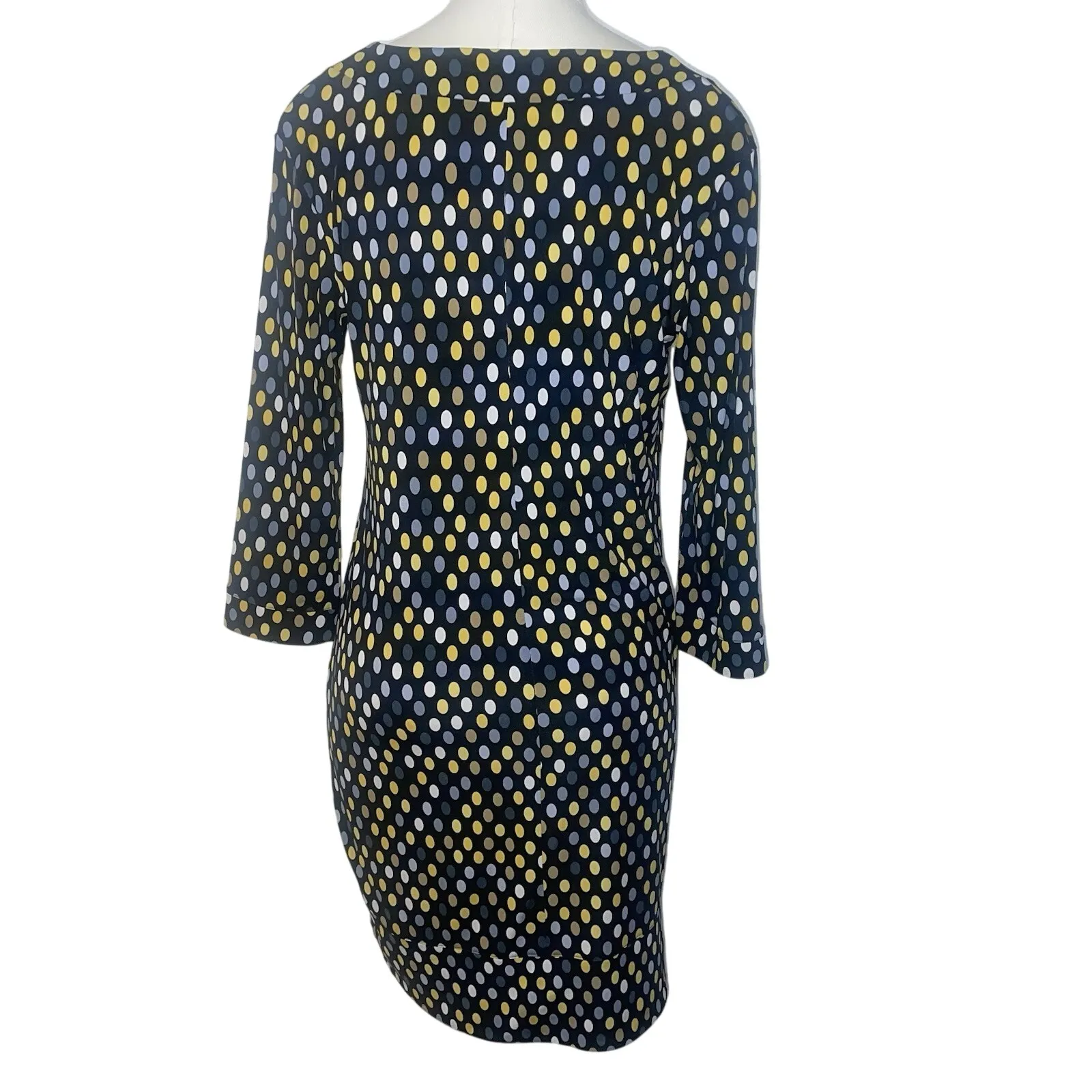 Chicos Polka Dot Button Neck Dress Black Yellow Gray White‎ - Image 5