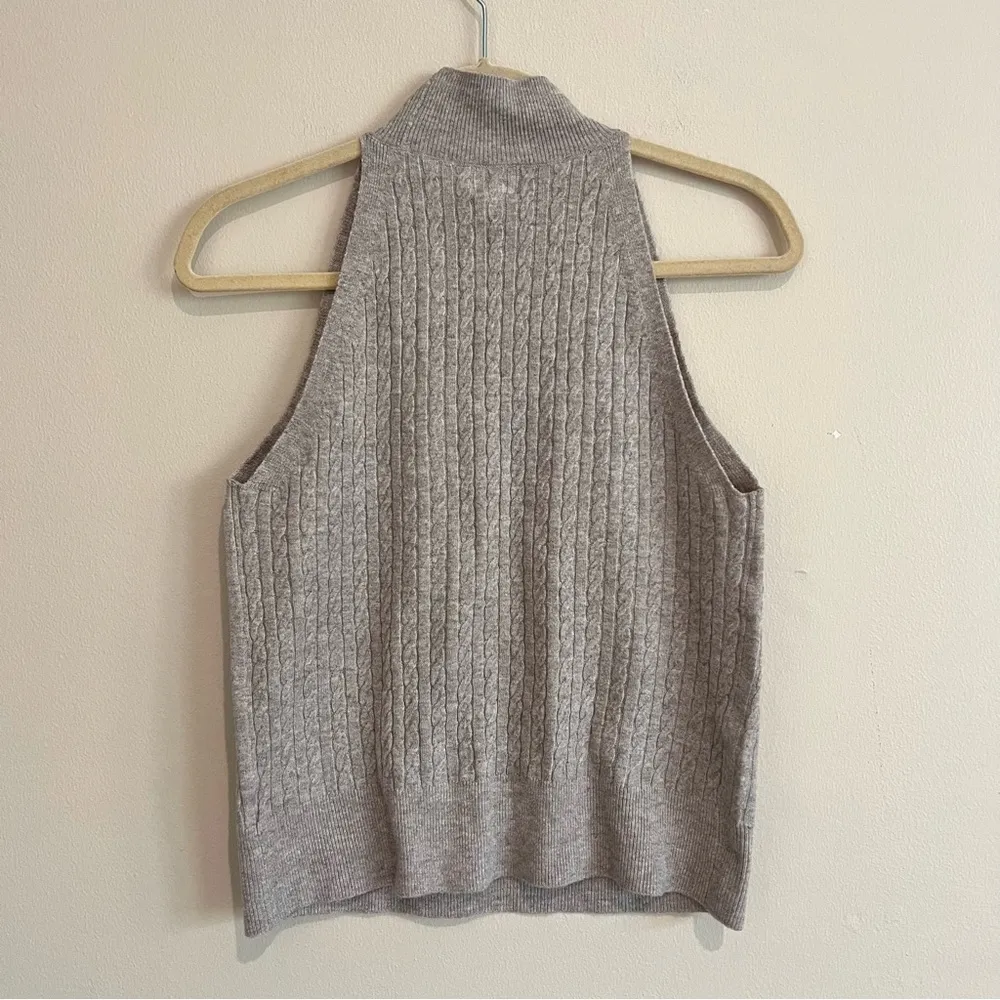 NWT A New Day High Neck Sleeveless Sweater Top Knit Taupe Size Medium - Image 6