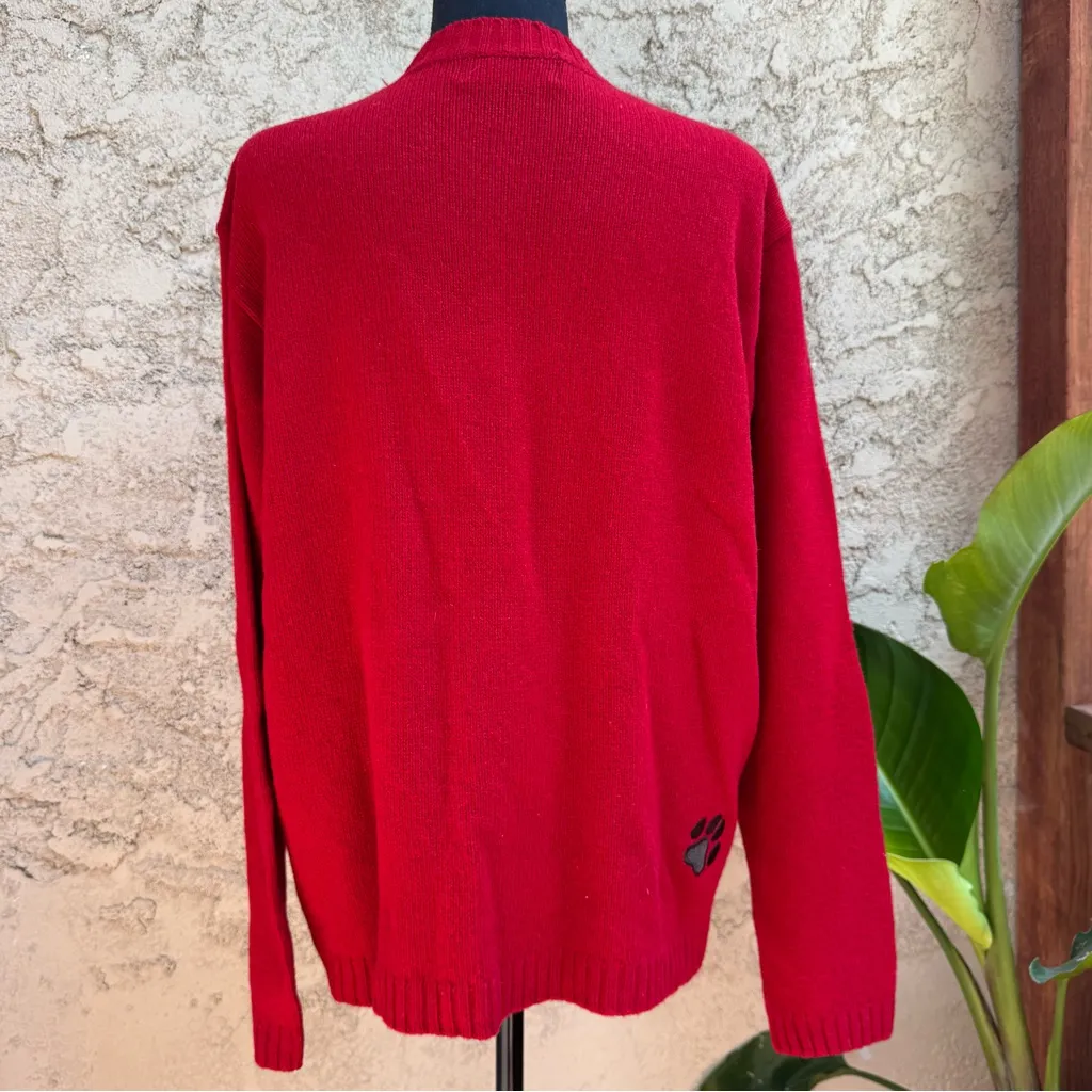 Tulchan 100% Wool Red Dog & Pawprint Sweater Size XL - Image 5