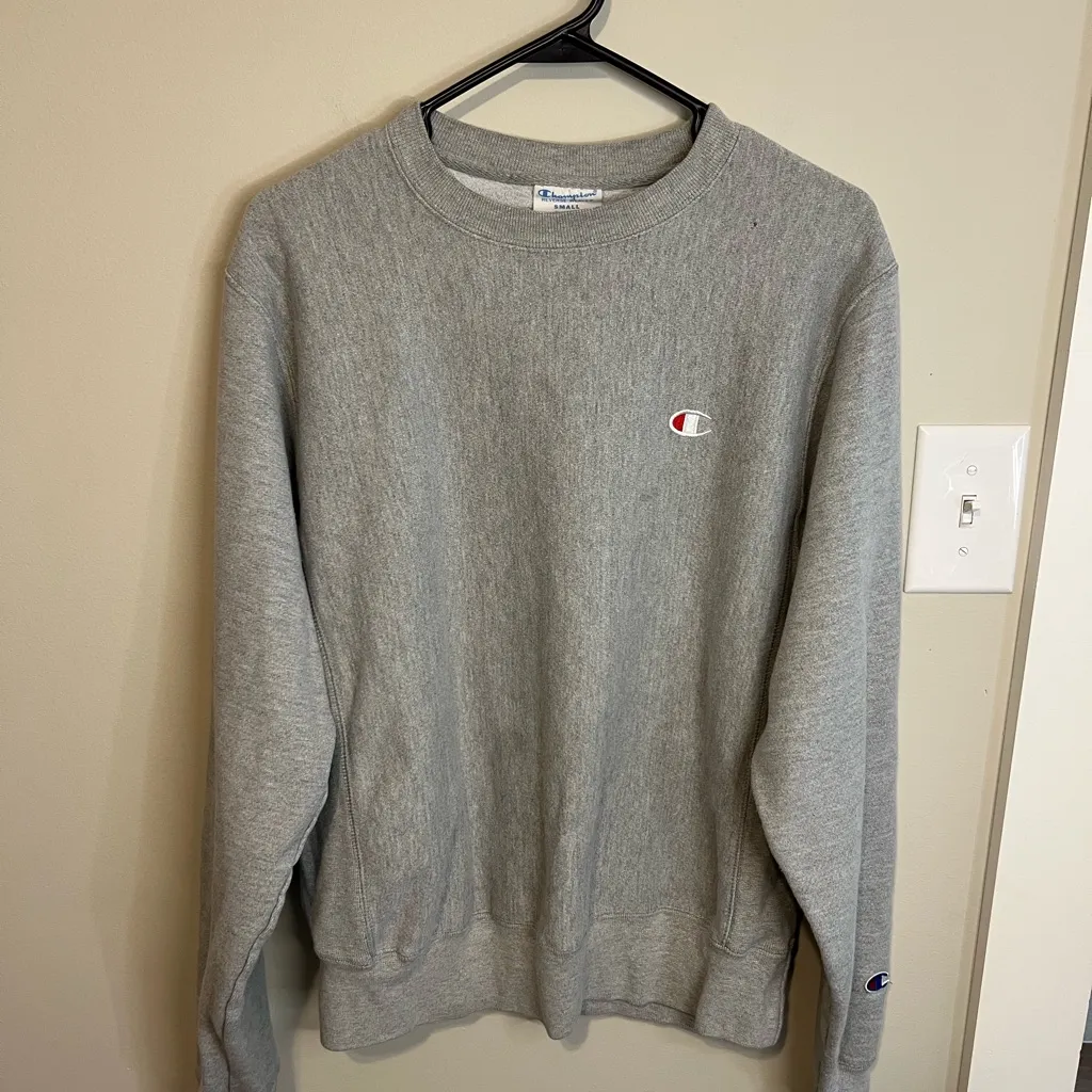 Champion Unisex Reverse Weave Gray Crewneck Sweater - Image 3