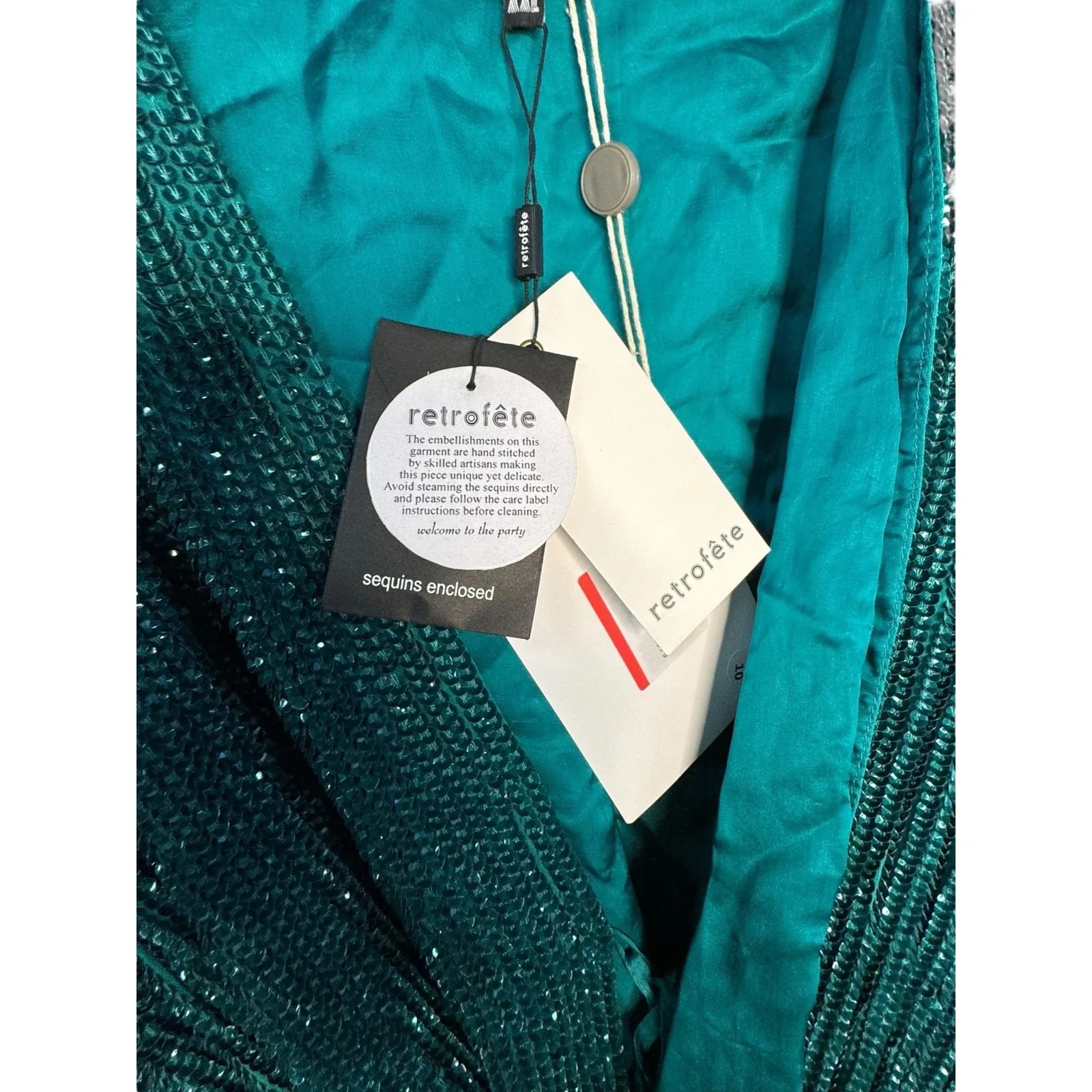 Retrofete NWT Gabrielle Sequin Robe Gown in Green Size XXL - Image 4