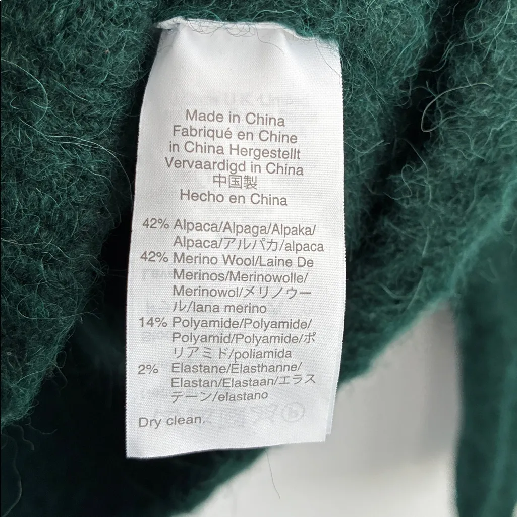 J. Crew Puff Sleeve Fuzzy Crewneck Sweater In Old Forest Alpaca Merino Blend XS - Image 9