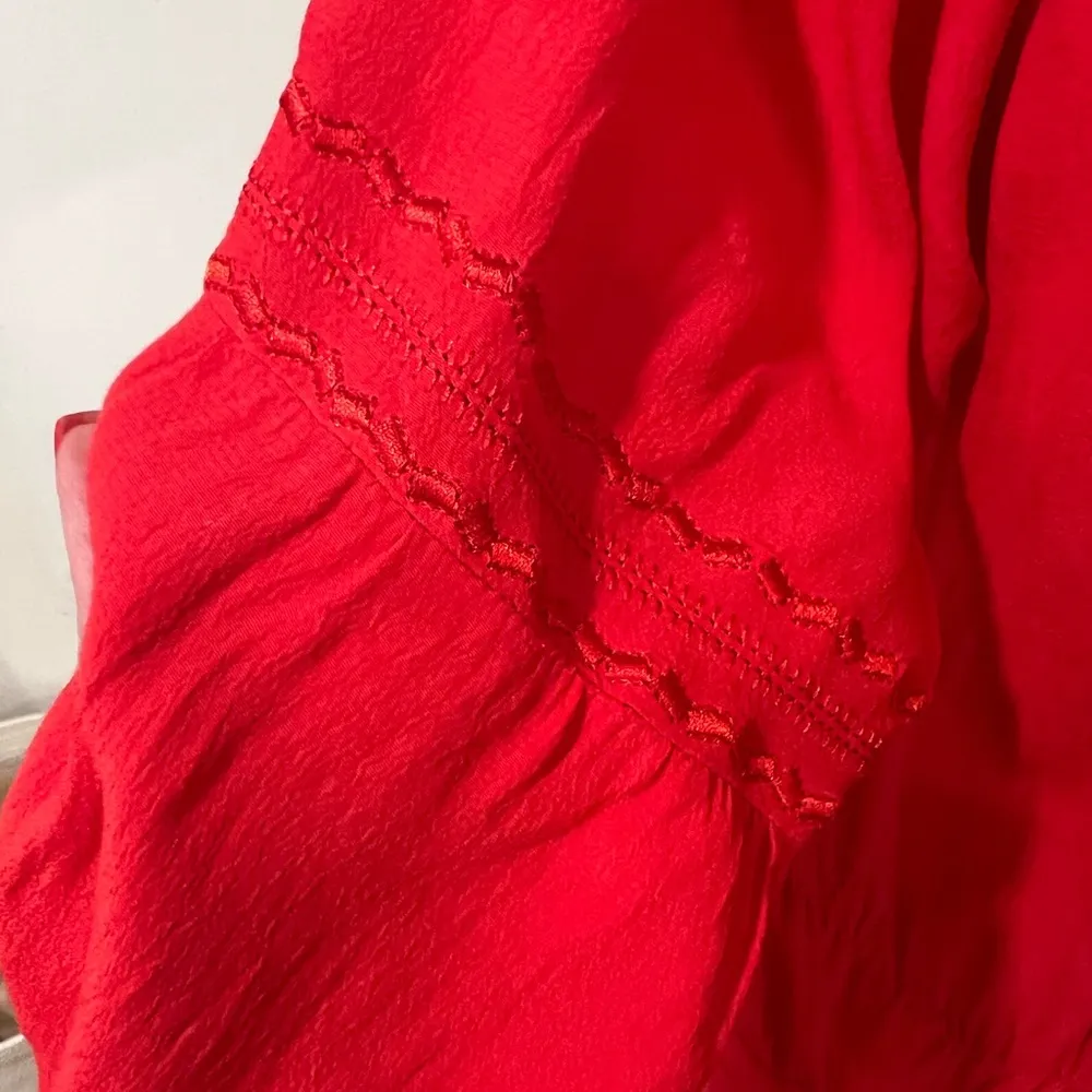 SUNDAY IN BROOKLYN by Anthropologie Red Tiered Boho Peasant Dress Size Large - Image 7