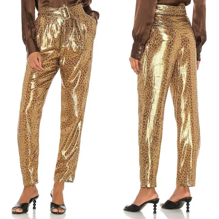 L’Academie The Lara Pant Metallic Leopard Print Size Xlarge - Image 2