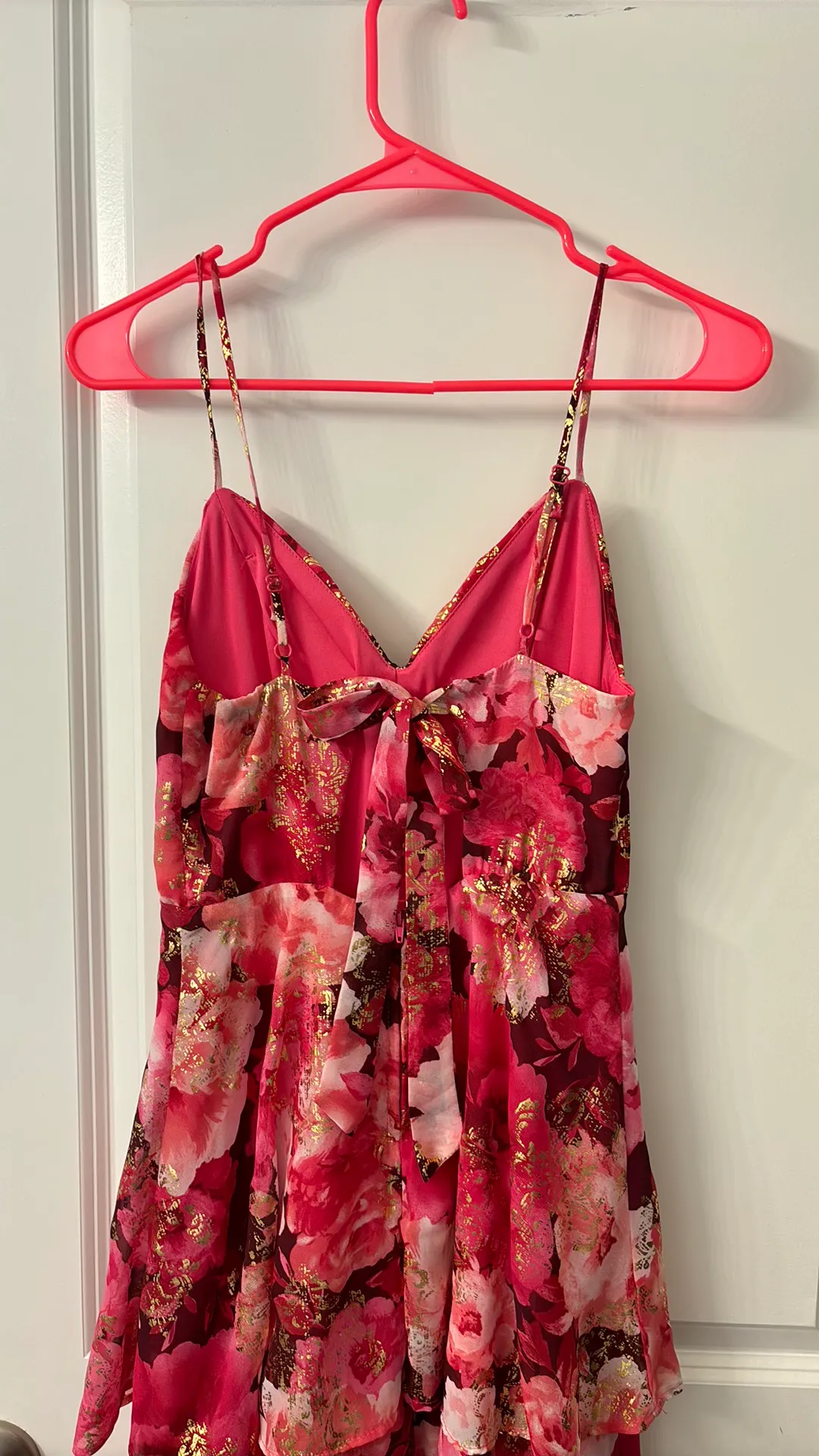 Pink Floral Maxi Prom Dress - Image 5