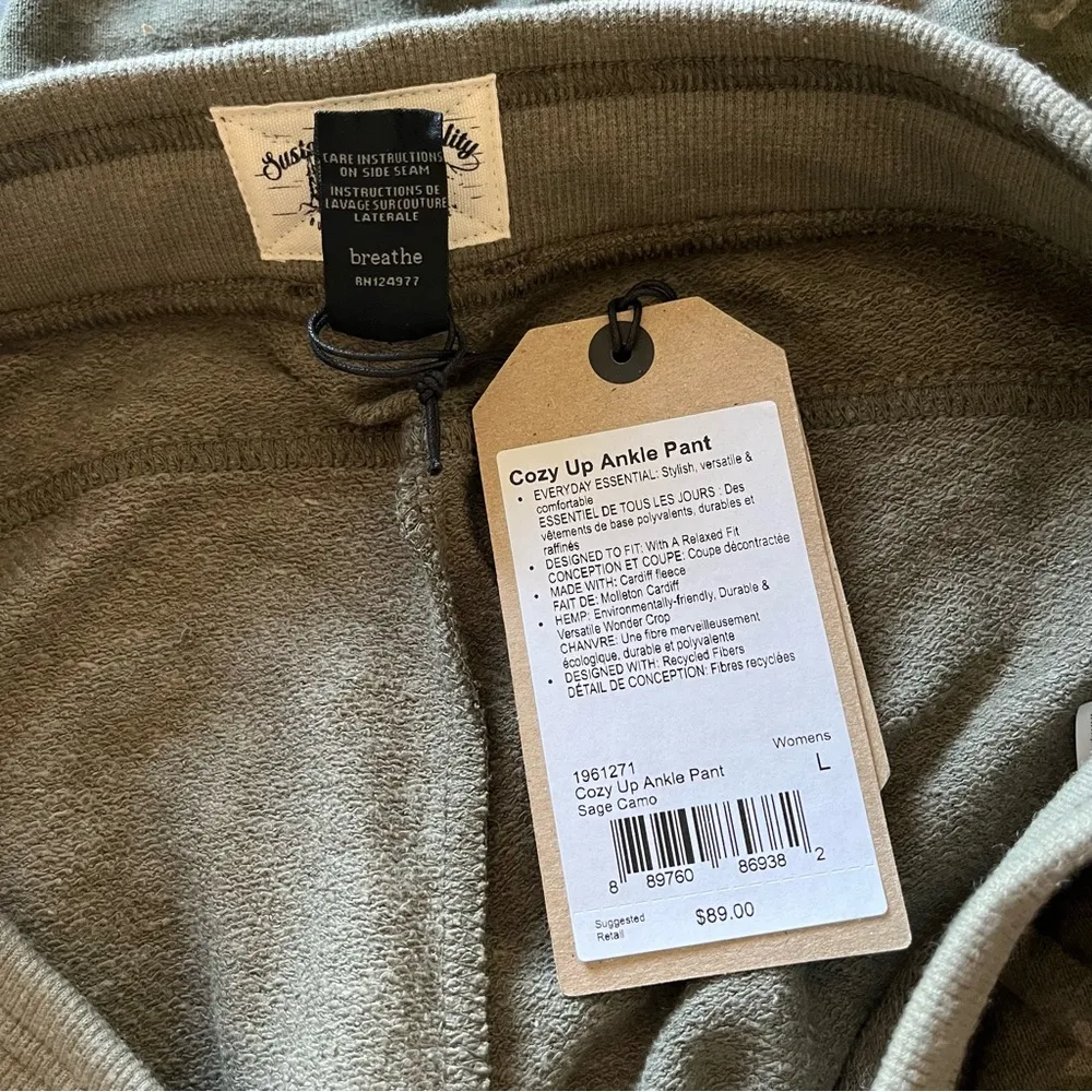 NWT prAna Cozy Up Ankle Jogger Pants Sage Camo Size L Large $89 - Image 9