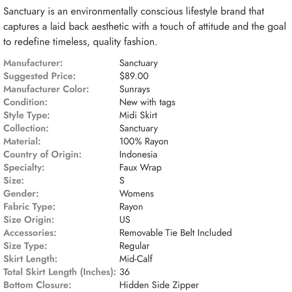 Sanctuary Jamie faux wrap high low midi skirt. Vibrant floral pattern.Size S NWT - Image 9