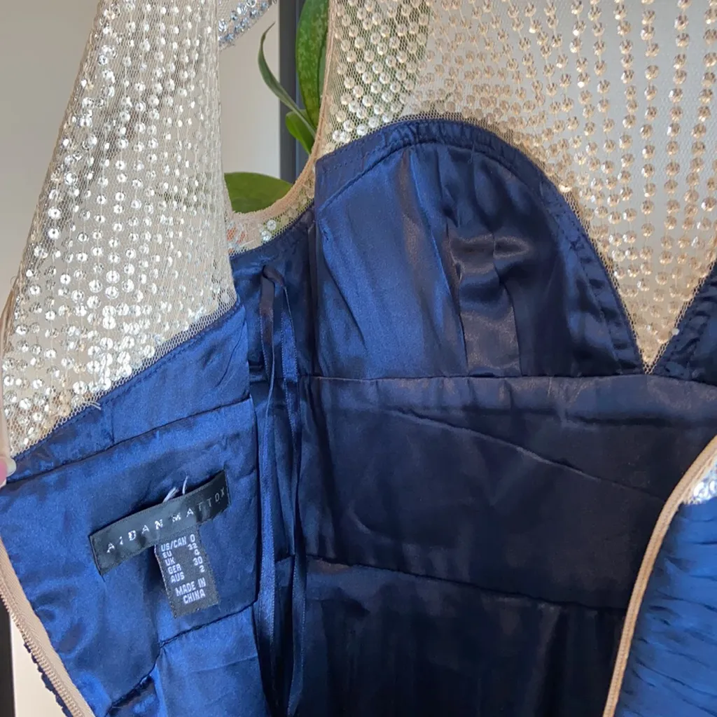 Aidan Mattox Crystal Chiffon Draped Evening Wedding Prom Homecoming Dress, 0 - Image 10