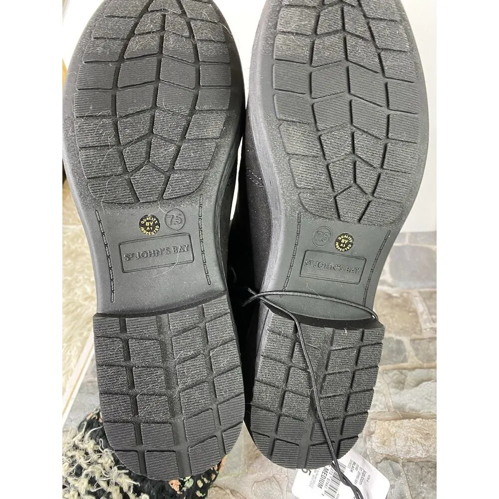 NWT $65 Women's St. John's Bay SHAE Stacked Heel Lace Up Boots - Black - 7.5 - Image 8