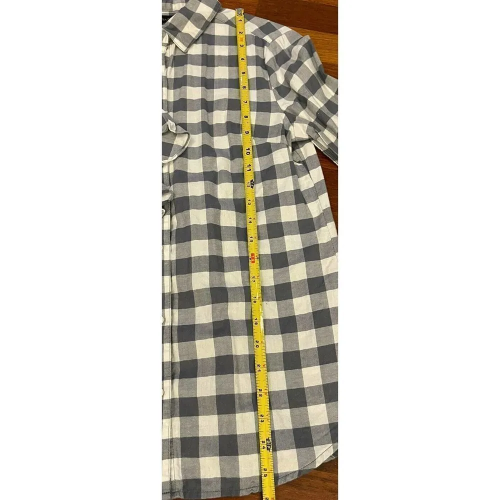 Banana Republic Button Down Shirt Women's XS Cotton Gray Gingham Classic Fit EUC - Image 6