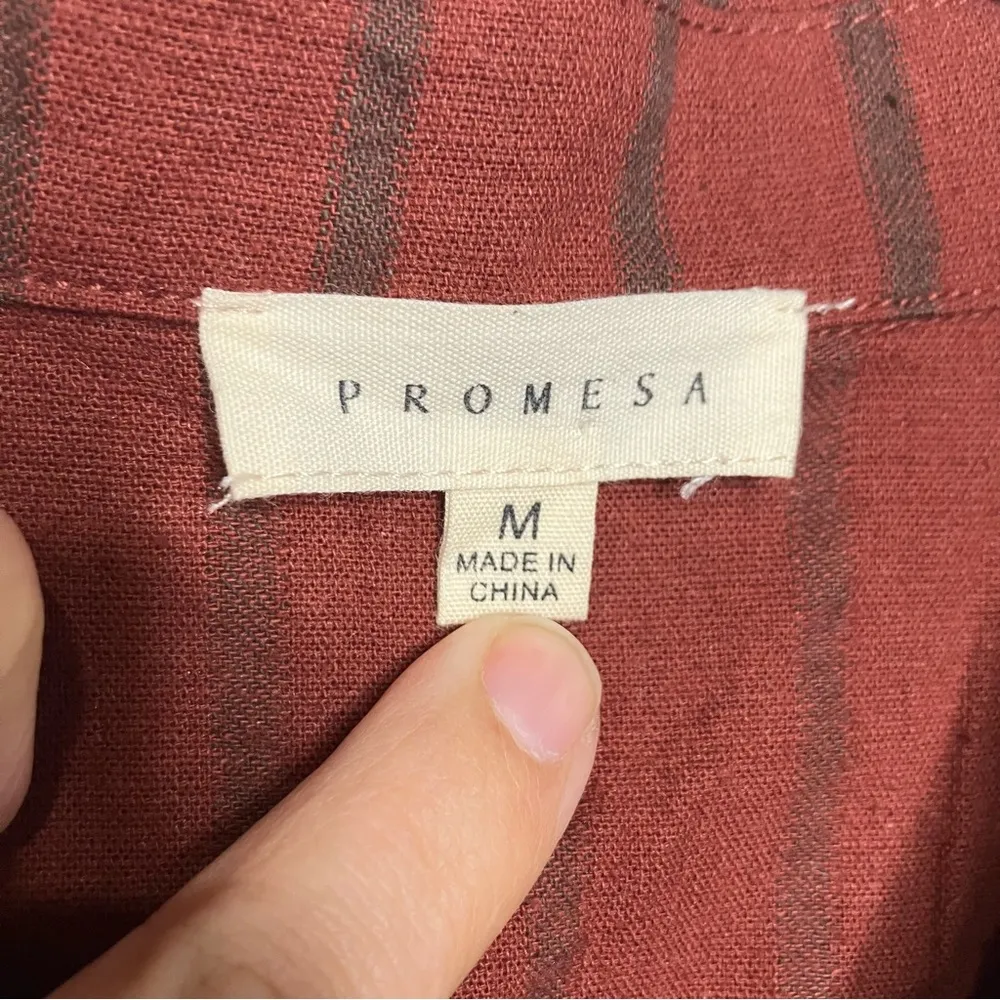 Promesa 100% cotton casual button down shirt raw hem rust women’s‎ size medium - Image 3