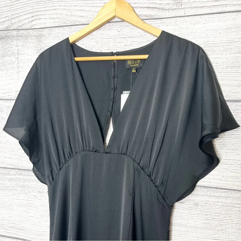 NWT NY&CO RSVP Black Short Sleeve Open Back Formal Maxi Dress Size Large - Image 3