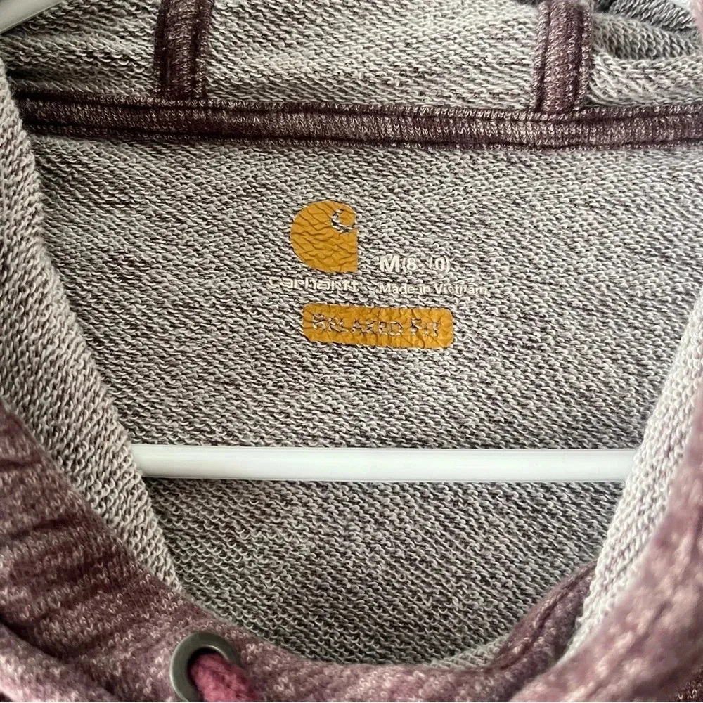 Carhartt Hoodie Women's Med Purple Heather Long Sleeve Hooded Pullover Logo - Image 3