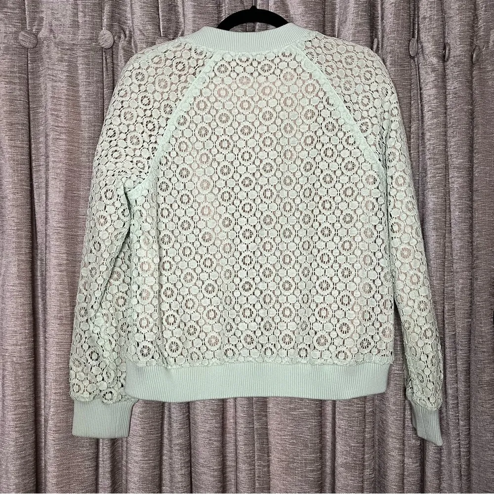 Victoria Beckham for Target Green Lace Overlay Zip Front Bomber Jacket Medium - Image 10