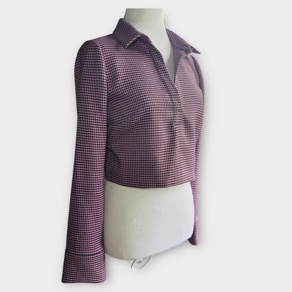 ZARA Houndstooth Polo Shirt for Women in Size Medium - Image 2