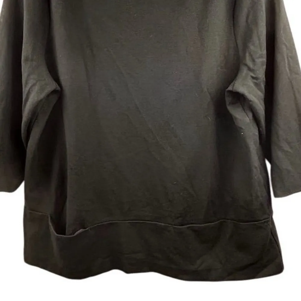 J. Jill Women's Black Ponte Blouse M 3/4 Sleeve Boat Neck Top - Image 3