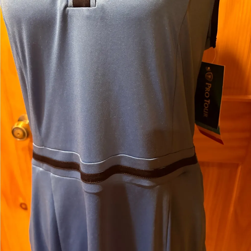 Pro Tour Sleeveless Essential Color Block Flounce Polo Dress NWT M Blue Size M - Image 5