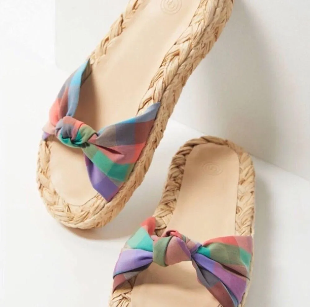 UO Willow Knotted Raffia Jute Plaid Sandal - Image 2