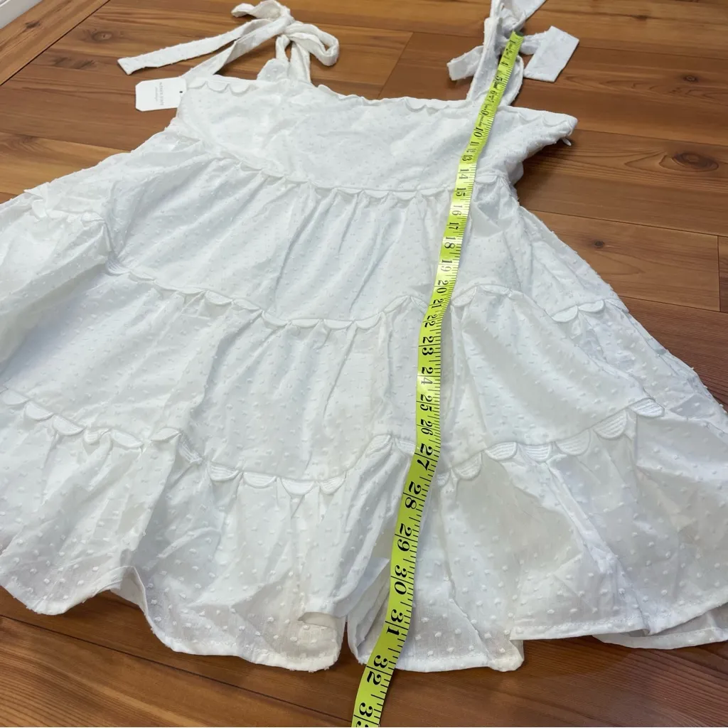 Altar’d State Ava Clip Dot Dainty Bow Fit Flare Mini Dress White Large New - Image 12