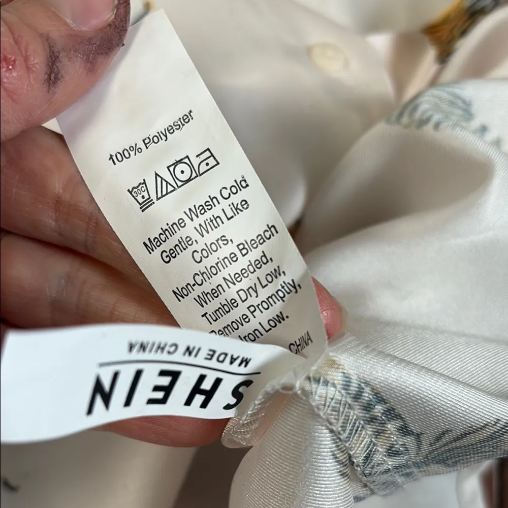 Shein Satin Oversized Long Sleeve Tiger Print Button-Up Blouse XS - Image 6