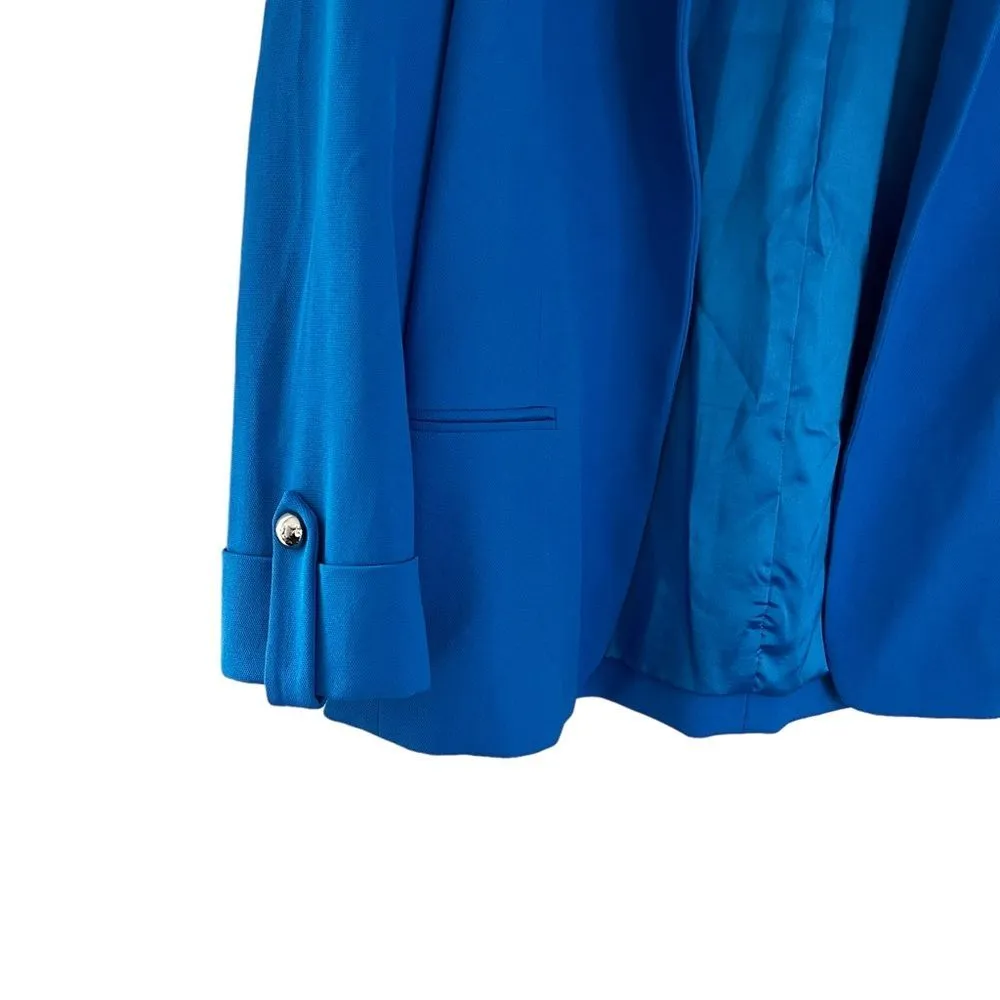 Pinko Blue Weekender Open Front Blazer Medium Jewel Tone Minimalist Italian Desi - Image 4