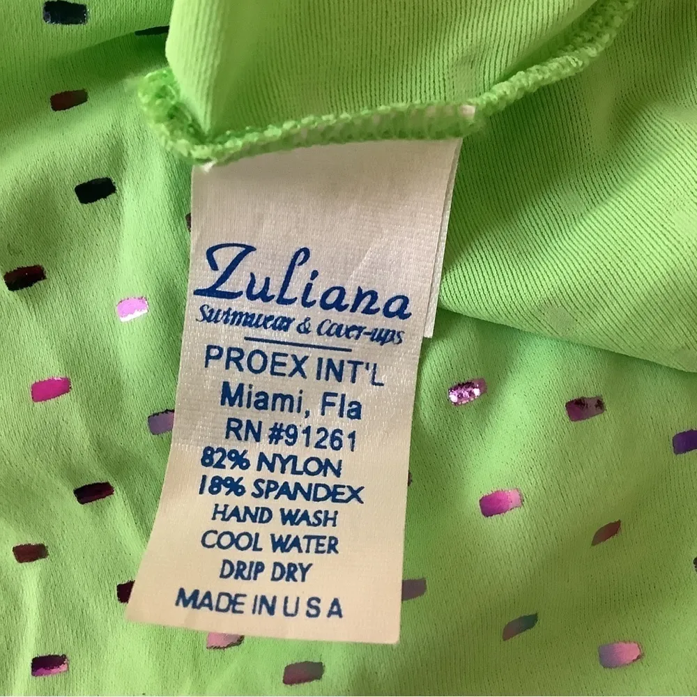 Zuliana Size S/M Vintage Green Shimmer Halter Tie Dress. New With Original Tag - Image 4