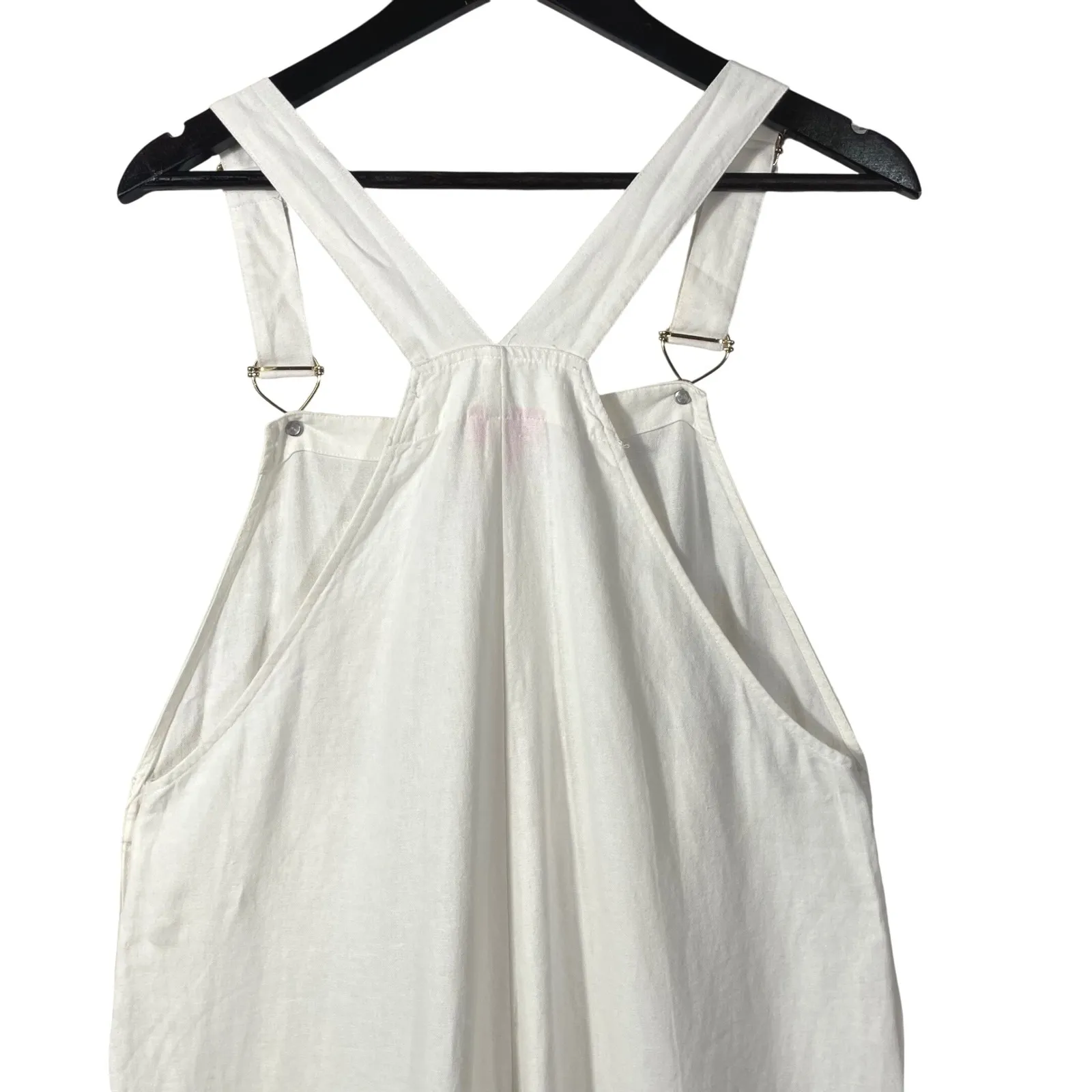 Stoney Clover Lane x Target Linen Blend Overalls Women's M White Pockets - Image 11