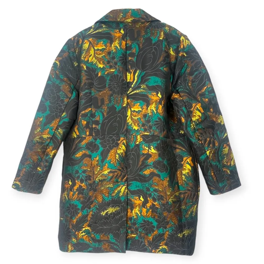 Chico's | M  = 12 / 14  Floral Tapestry Jacket Satin Long Blazer Coat Jacquard - Image 3
