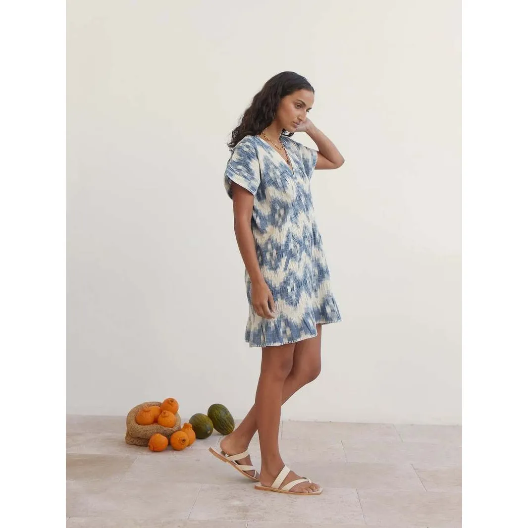 NWT BOTEH Neith Ikat Tunic Blue Size Small Cotton‎ Beach Coverup Resort - Image 12