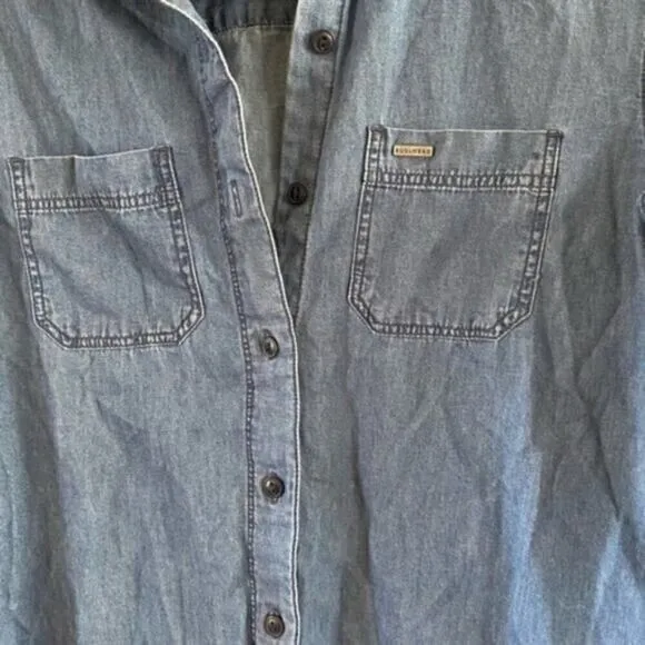 Bullhead‎ Denim Co Chambray Button Down Shirt Size Small Blue - Image 2