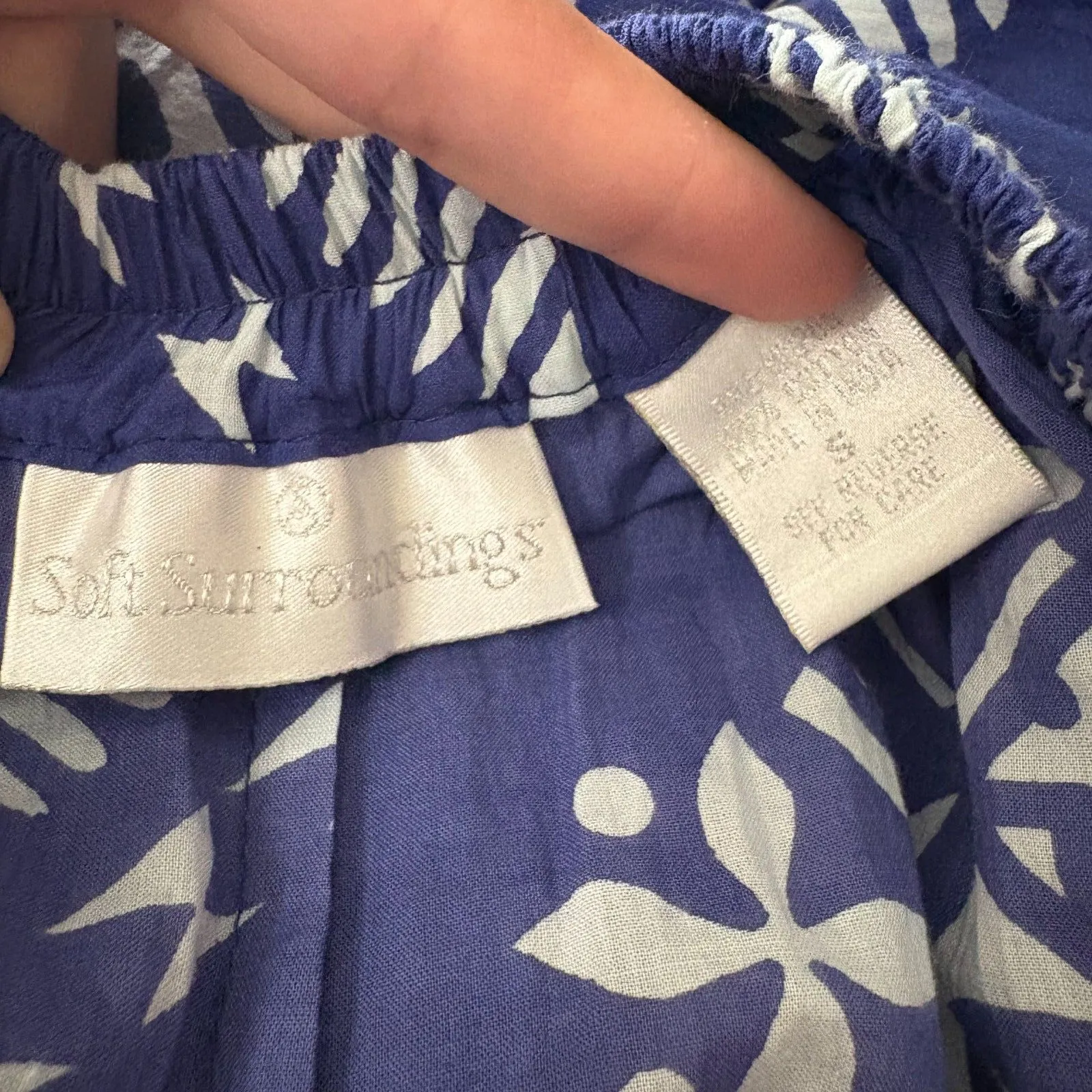 Soft Surroundings Bohemian Maxi Skirt Blue White Boho Print Flowy Size Small - Image 4