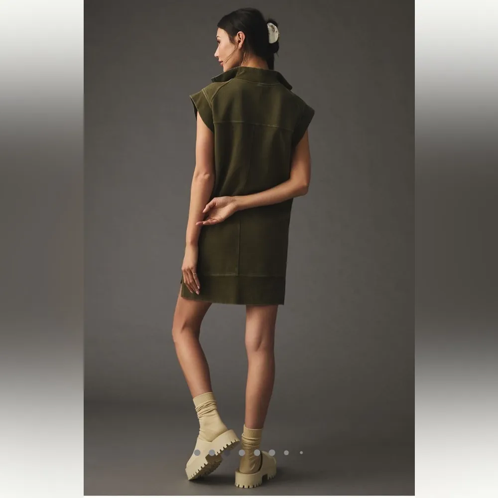 Daily practice by Anthropologie Meru zip-front mini dress olive green small - Image 2
